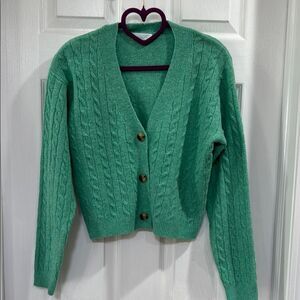 Primark Green Cable Knit Cropped Sweater